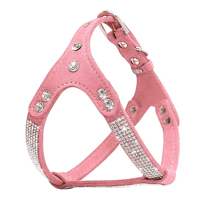 Rhinestone Harness Bling Suede Leather Puppy