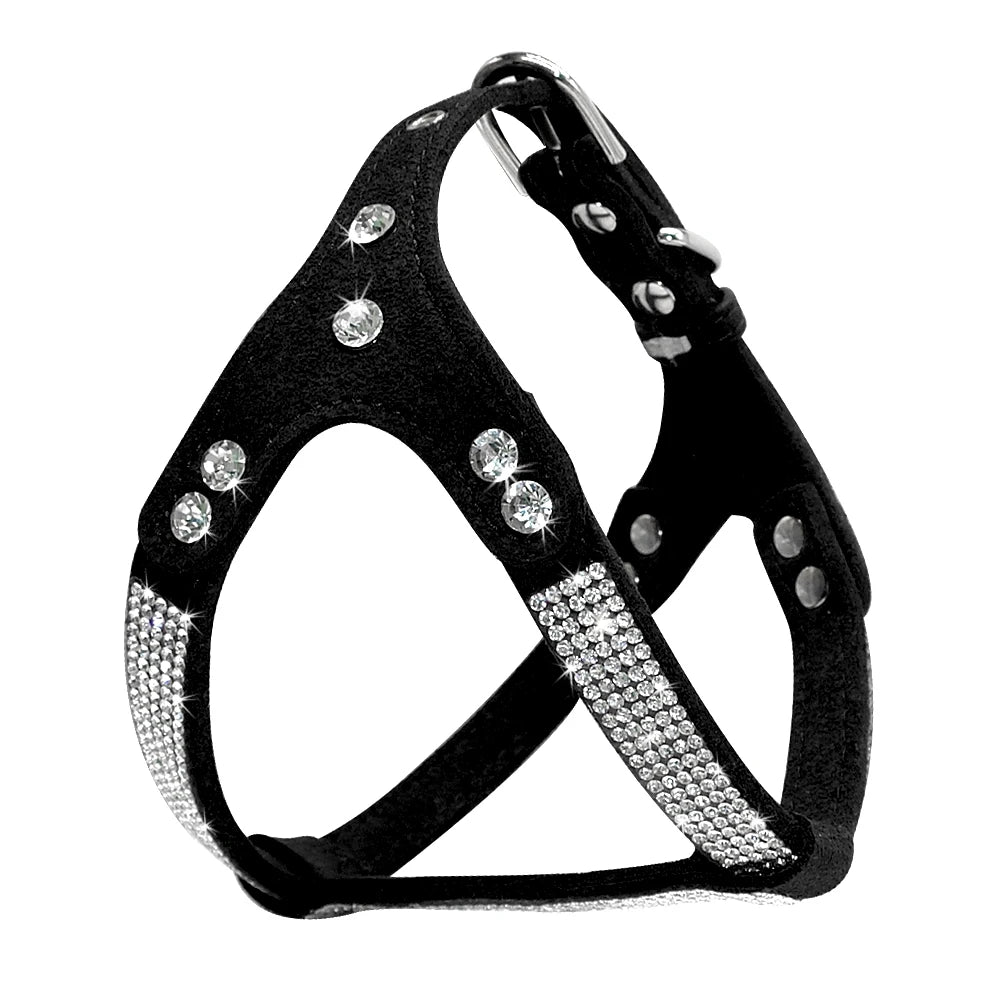 Rhinestone Harness Bling Suede Leather Puppy