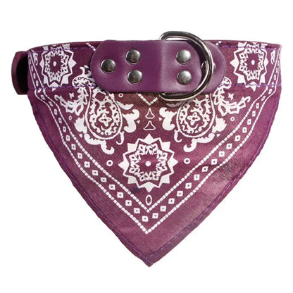 Adjustable Dog-Cat Bandana, Neckerchief, Neckerchief, Leather Printed