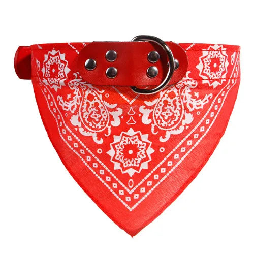 Adjustable Dog-Cat Bandana, Neckerchief, Neckerchief, Leather Printed