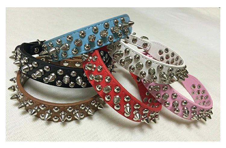 Punk Leather Dog Collar -  Rivet Spiked