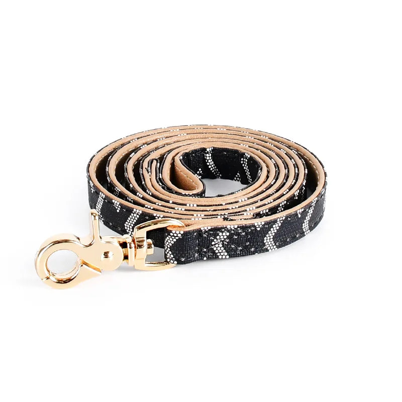 Goyard Leather Collar & Leash Set – Luxury Snakeskin pattern Design