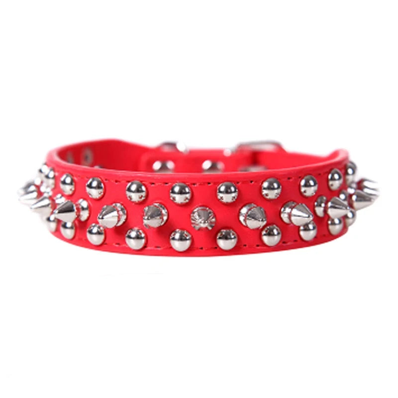 Punk Leather Dog Collar -  Rivet Spiked