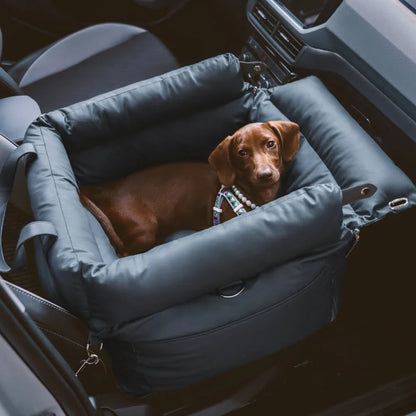 PawVoyage Car Seat – Vintage Denim Bolster Bed with Safety Buckle