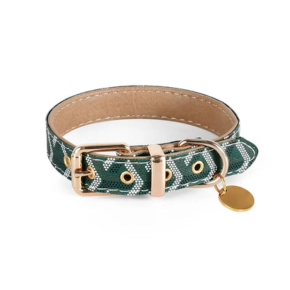 Goyard Leather Collar & Leash Set – Luxury Snakeskin pattern Design