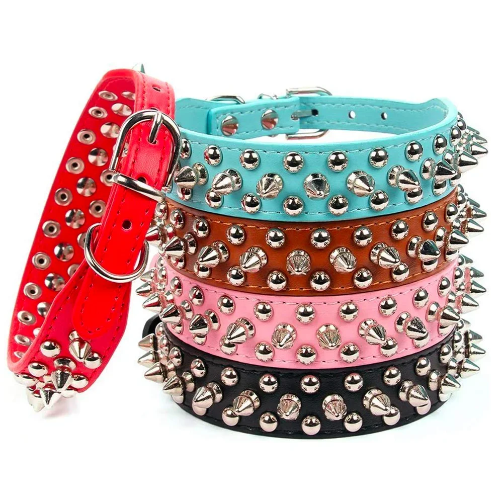 Punk Leather Dog Collar -  Rivet Spiked