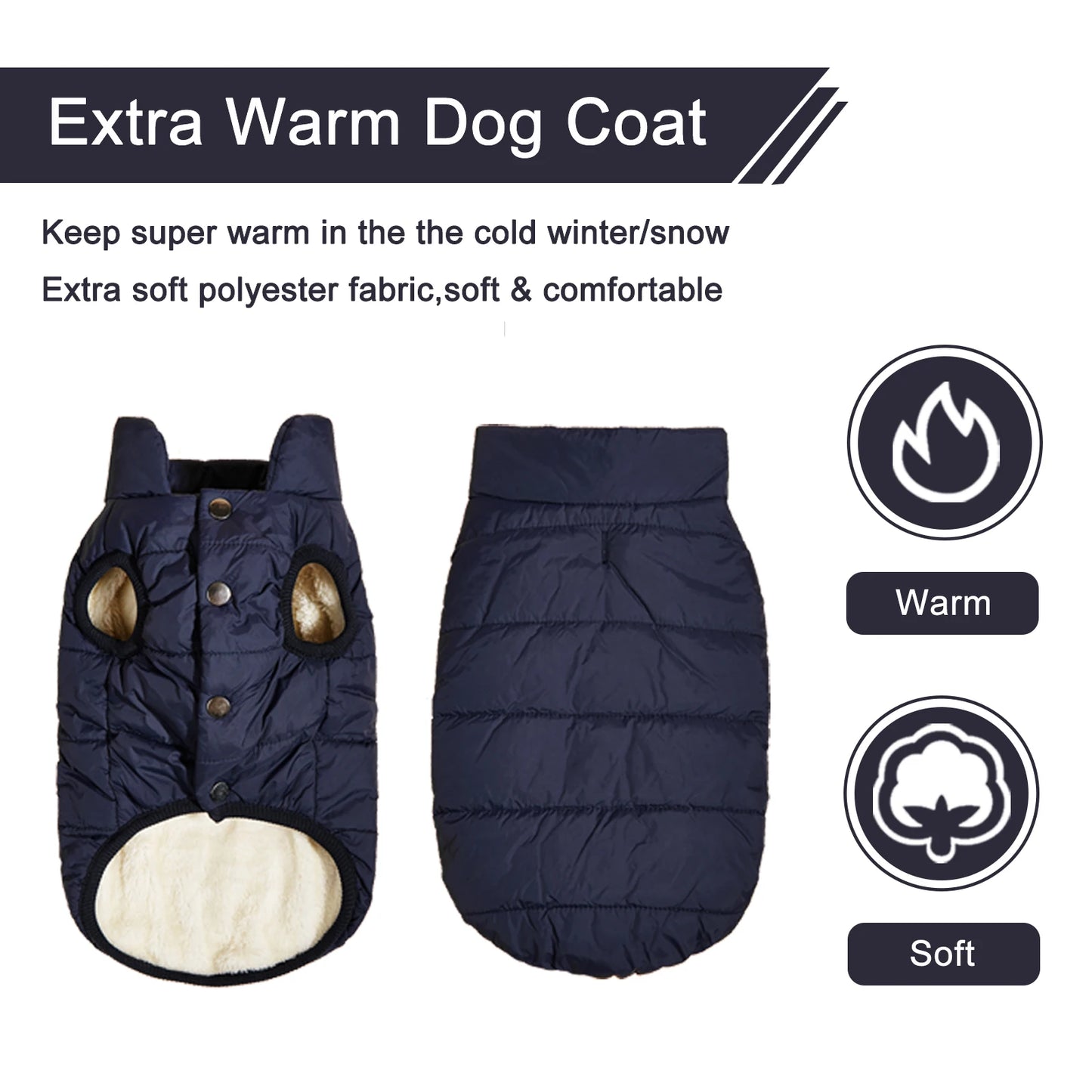 English Style Dog Jacket – Cold-Proof Winter Coat with Fleece Lining