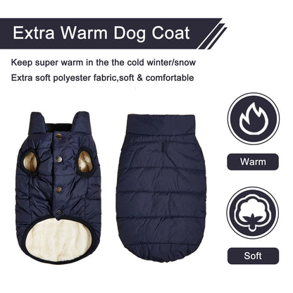 English Style Dog Jacket – Cold-Proof Winter Coat with Fleece Lining