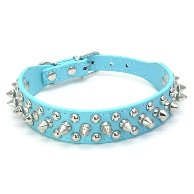 Punk Leather Dog Collar -  Rivet Spiked