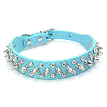 Punk Leather Dog Collar -  Rivet Spiked