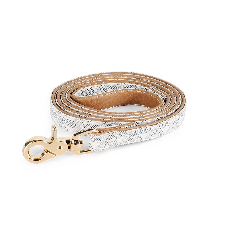 Goyard Leather Collar & Leash Set – Luxury Snakeskin pattern Design