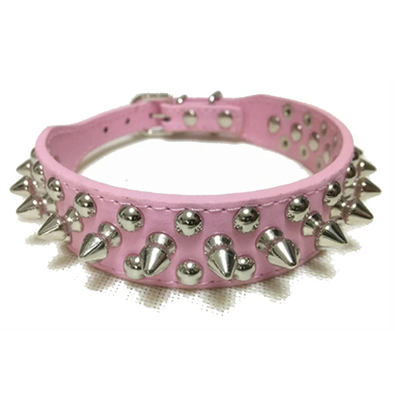 Punk Leather Dog Collar -  Rivet Spiked