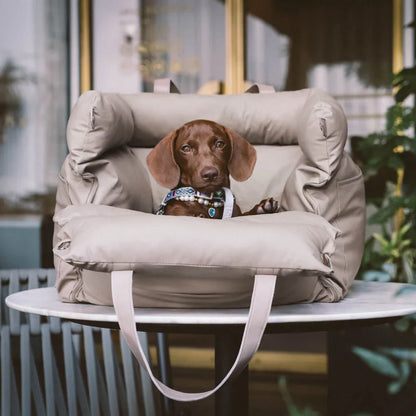 PawVoyage Car Seat – Vintage Denim Bolster Bed with Safety Buckle