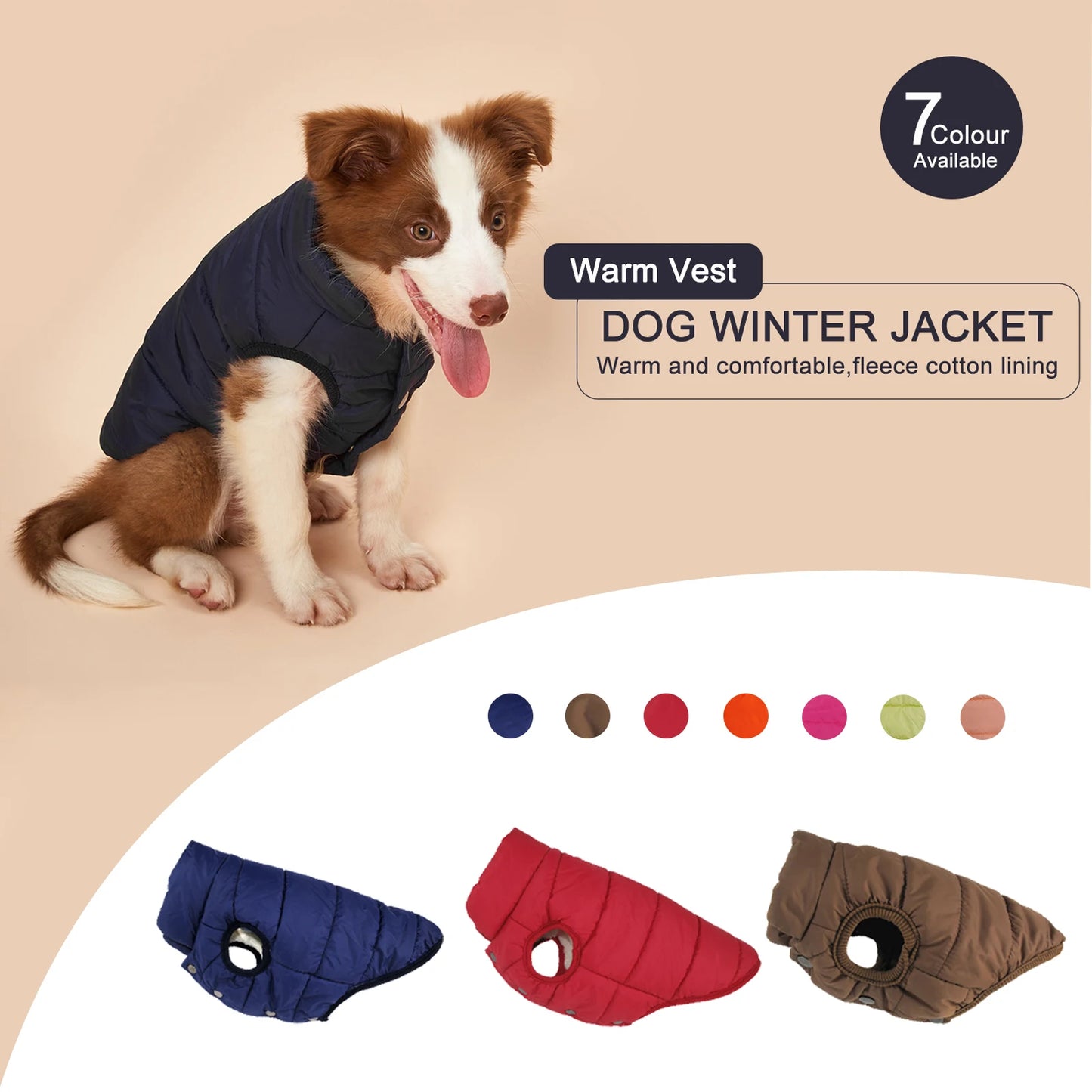 English Style Dog Jacket – Cold-Proof Winter Coat with Fleece Lining