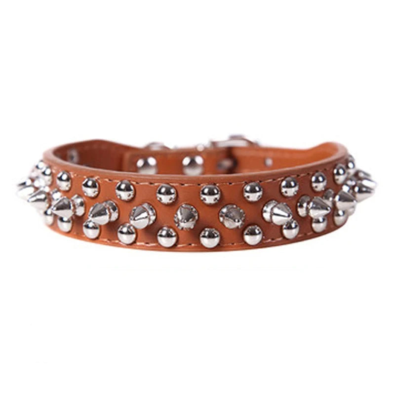 Punk Leather Dog Collar -  Rivet Spiked