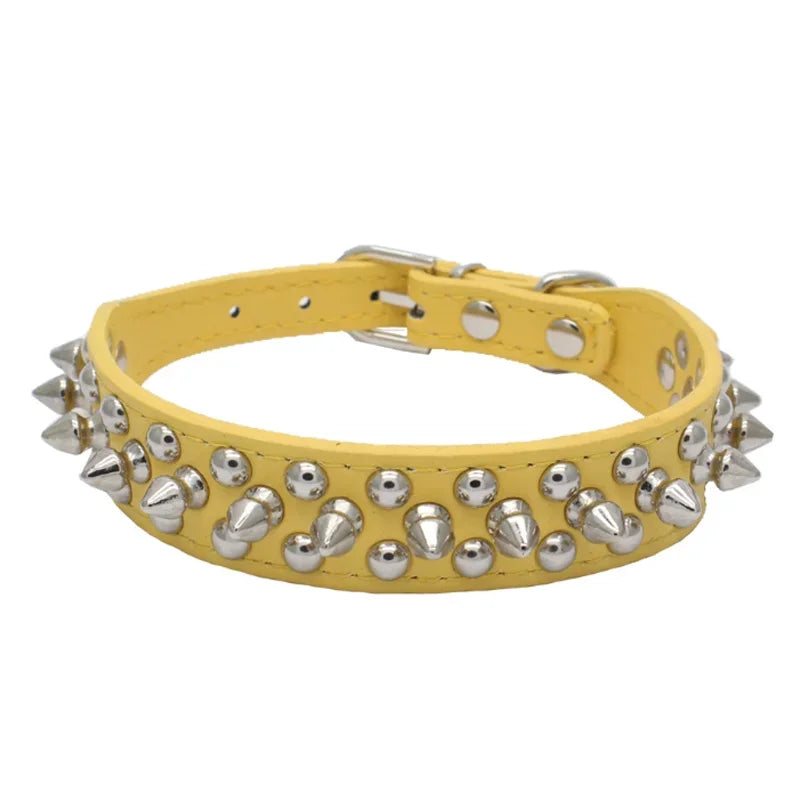 Punk Leather Dog Collar -  Rivet Spiked