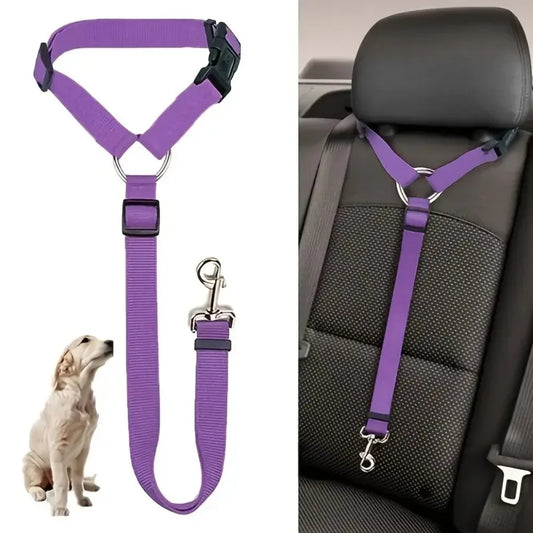 SafeRide Pet Seat Belt – Adjustable Headrest Restraint for Small Dogs