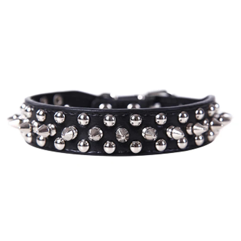 Punk Leather Dog Collar -  Rivet Spiked