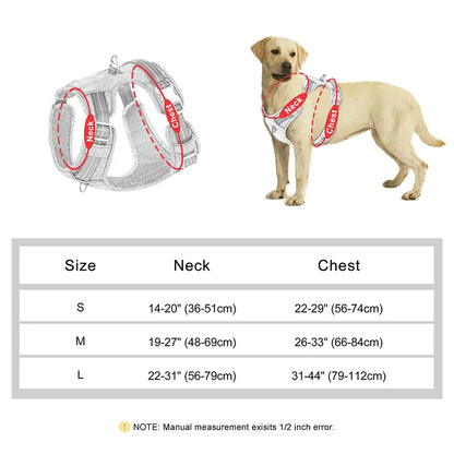 BreatheEasy Dog Harness – PU & Nylon Training Vest with Reflective Strips